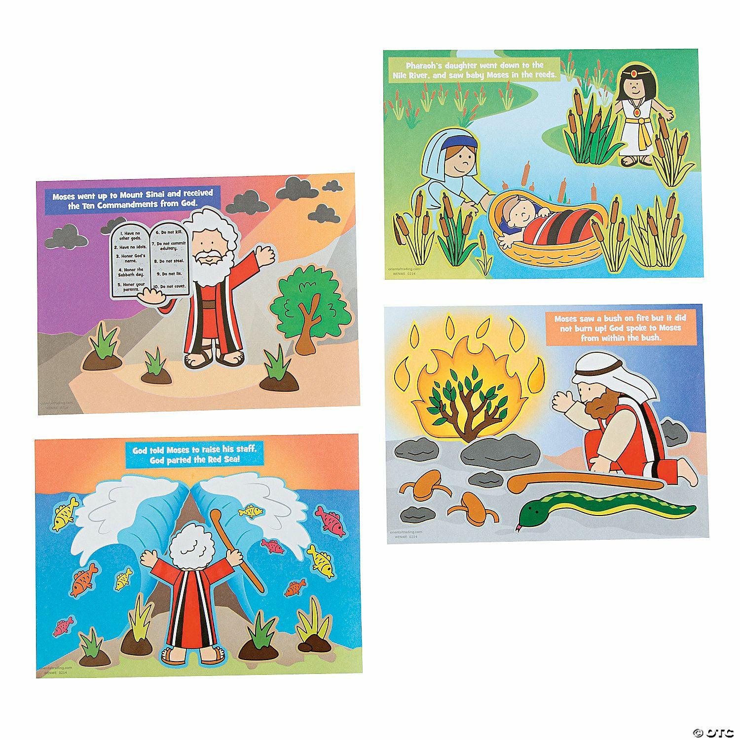 Stickers | 6 1/2″ x 4 3 4″ Bulk 48 Pc. Mini Stories of Moses Paper Sticker Scenes