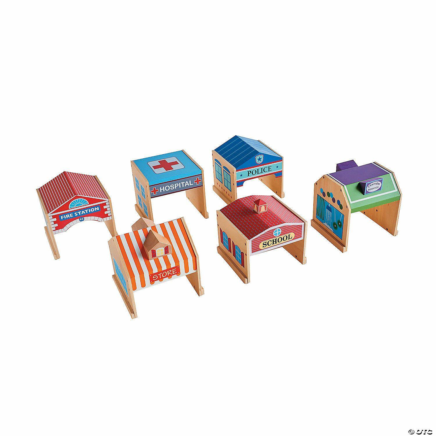 Dramatic Play | Guidecraft Community Buildings – Set of 6