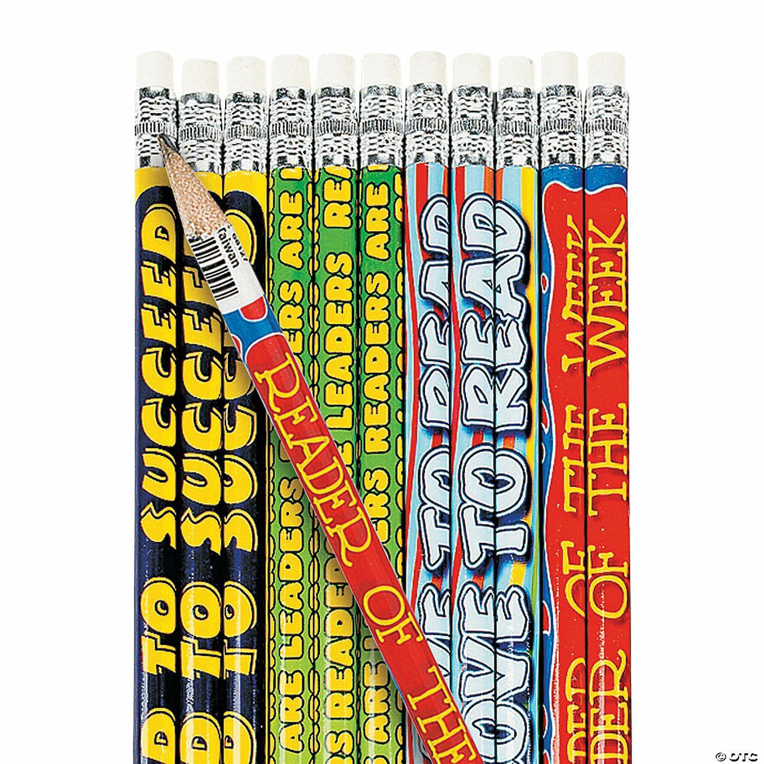 Bulk Classroom Supplies | Bulk 144 Pc. Reader&’s Motivational Pencil Assortment